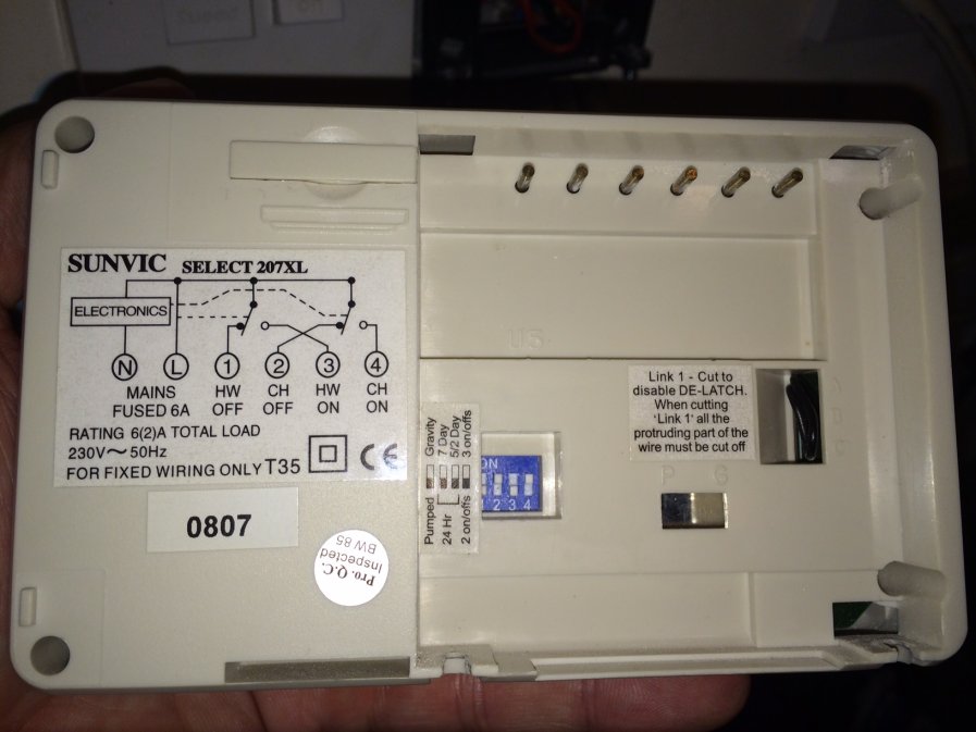 Rear of heating controller